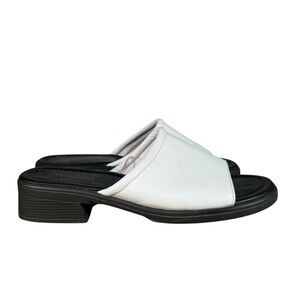 Drexlite Y2K White Leather Slide Sandals Mules Women’s Size 9.5 Slip Ons